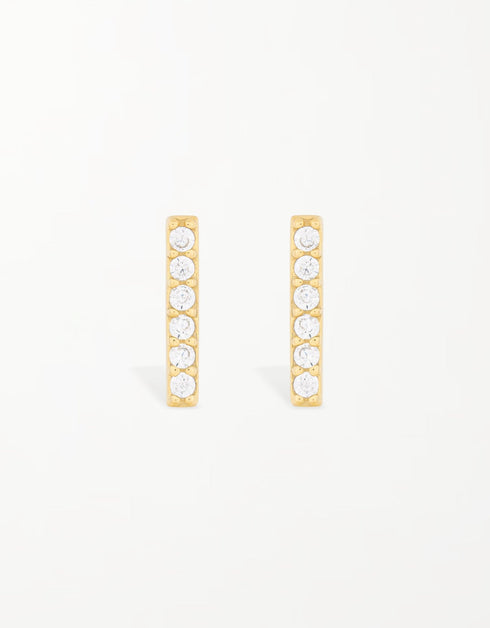 Dazzling Cubic Zirconia Bar Stud Earrings in Sterling Silver