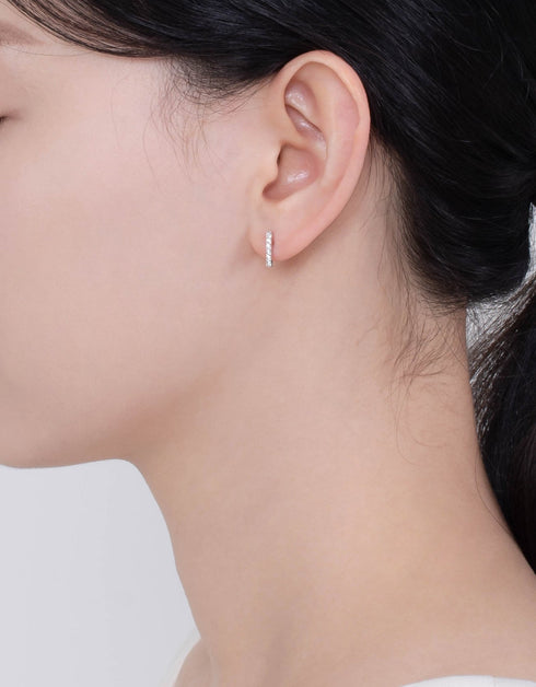 Dazzling Cubic Zirconia Bar Stud Earrings in Sterling Silver