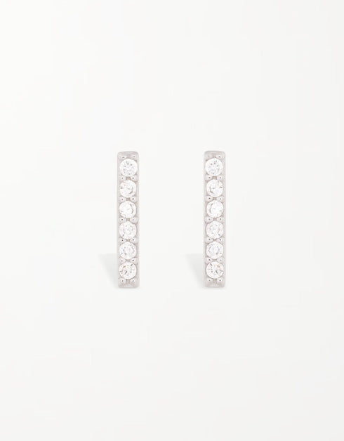 Dazzling Cubic Zirconia Bar Stud Earrings in Sterling Silver