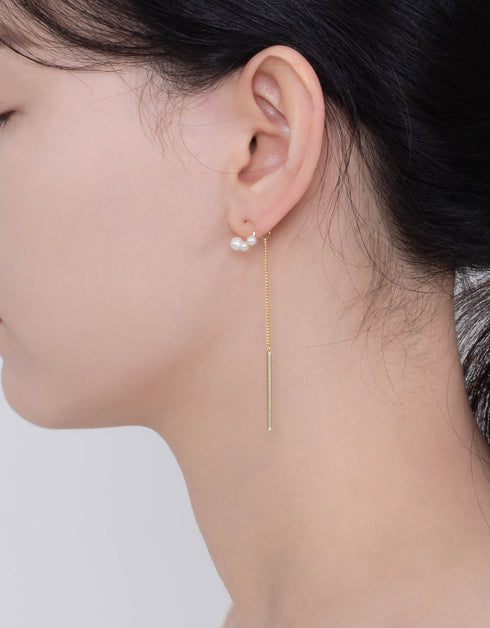 Altın İnci Çağlayan Zincir Damla Küpe