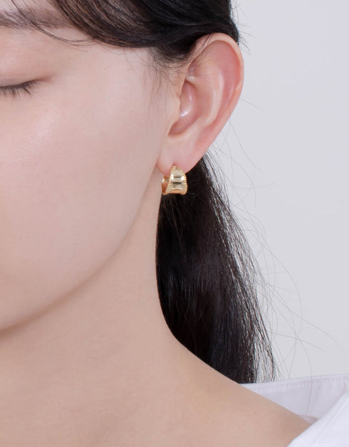Sterling Silver Leaf Design Hoops with 18k Gold Plating