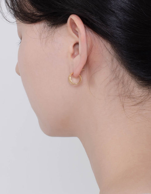 Sterling Silver Leaf Design Hoops with 18k Gold Plating
