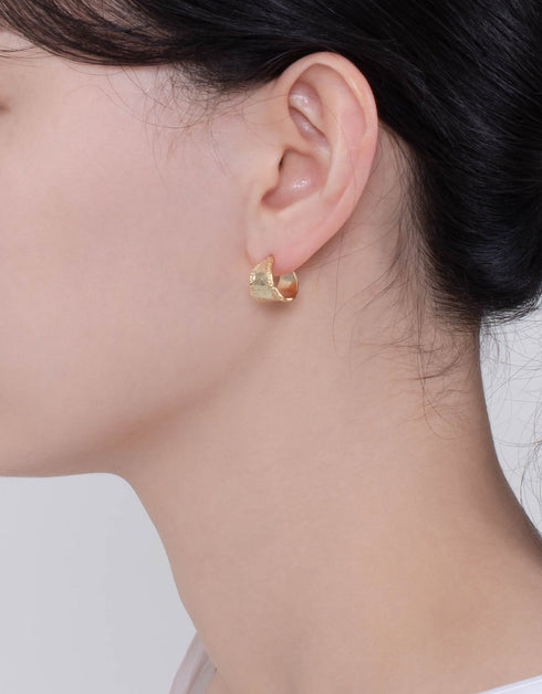 Sterling Silver Leaf Design Hoops with 18k Gold Plating