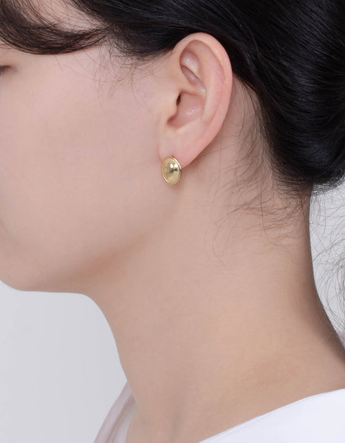 Minimalist Convex Oval Gold Plated Sterling Silver Studs