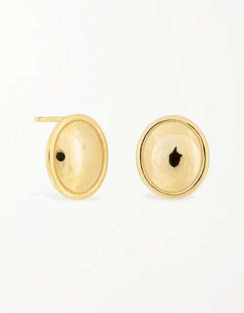 Minimalist Convex Oval Gold Plated Sterling Silver Studs
