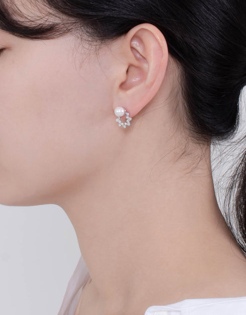 Enchanted Bloom Freshwater Pearl & Cubic Zirconia Sterling Silver Stud Earrings