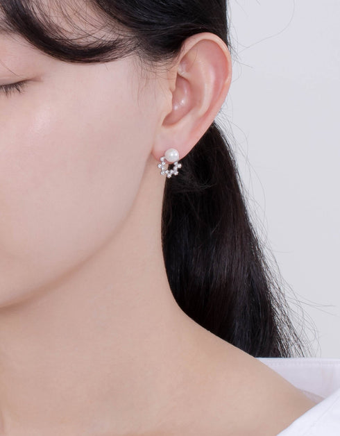 Enchanted Bloom Freshwater Pearl & Cubic Zirconia Sterling Silver Stud Earrings