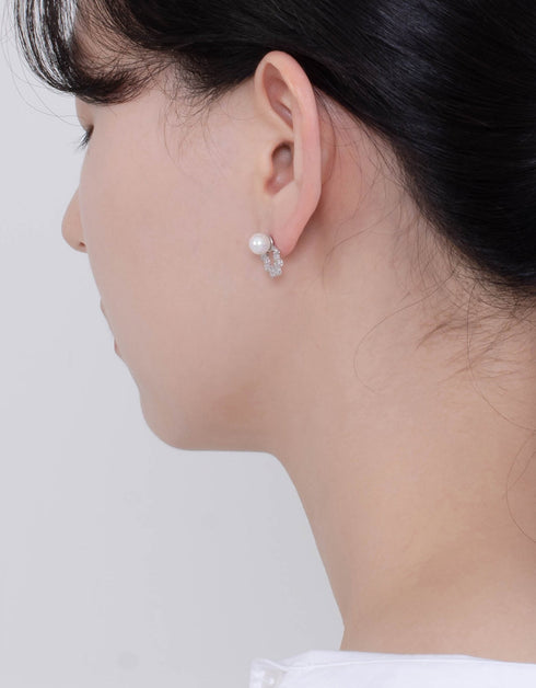 Enchanted Bloom Freshwater Pearl & Cubic Zirconia Sterling Silver Stud Earrings