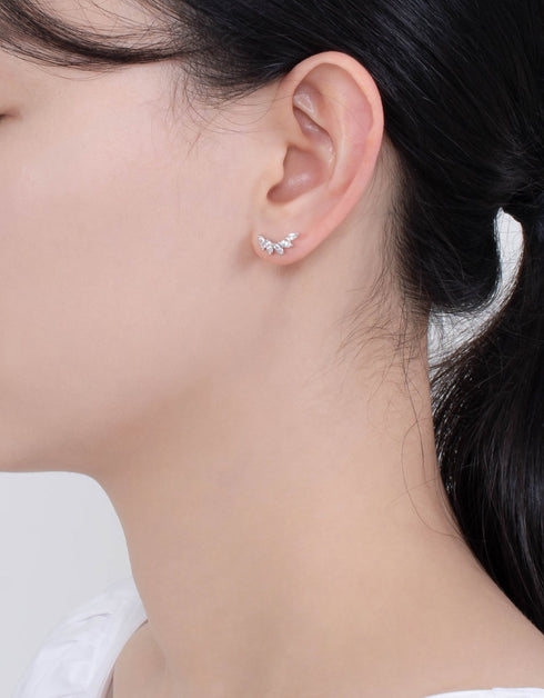 Celestial Wing Studs in Sterling Silver & Marquis Cut CZ