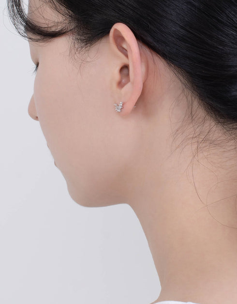 Celestial Wing Studs in Sterling Silver & Marquis Cut CZ