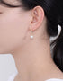 Lustrous Pearl Sterling Silver Drop Earrings with CZ