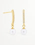 Lustrous Pearl Sterling Silver Drop Earrings with CZ