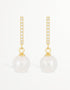 Lustrous Pearl Sterling Silver Drop Earrings with CZ