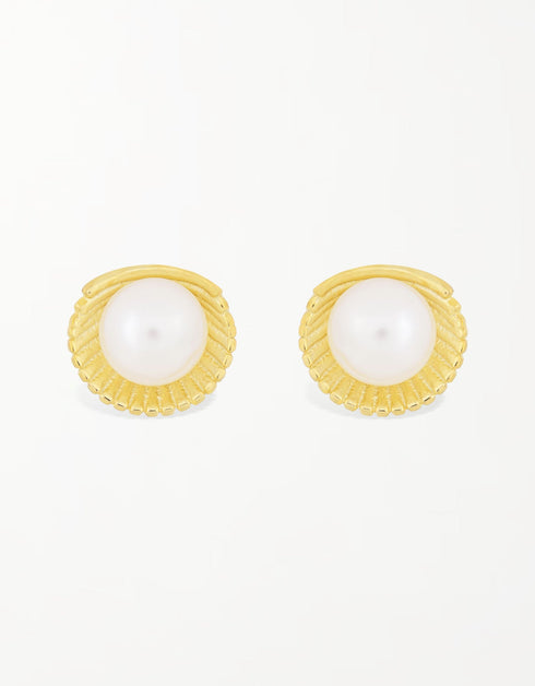 Altın Tatlı Su İncisi Kucaklama Saplama Küpe