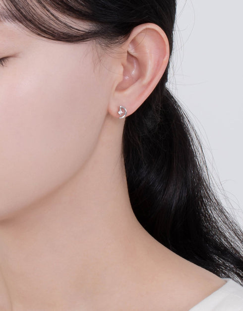 Elegant Half Moon Stud Earrings - Sterling Silver and CZ