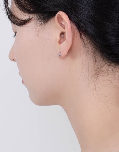 Elegant Half Moon Stud Earrings - Sterling Silver and CZ