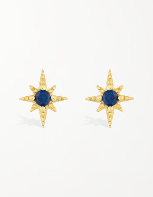 Beytüllahim Yıldızı: Muhteşem Mavi Kübik Zirkonlu Gümüş Saplama Küpe