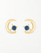 Starry Night Embrace: Crescent Moon & Blue Star Sterling Silver Stud Earrings
