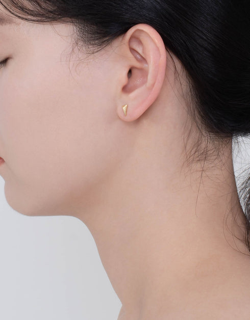 优雅三边划痕纯银耳钉