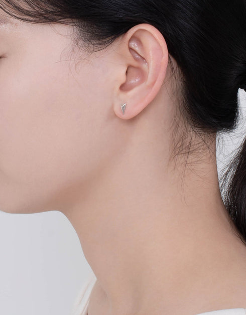 优雅三边划痕纯银耳钉