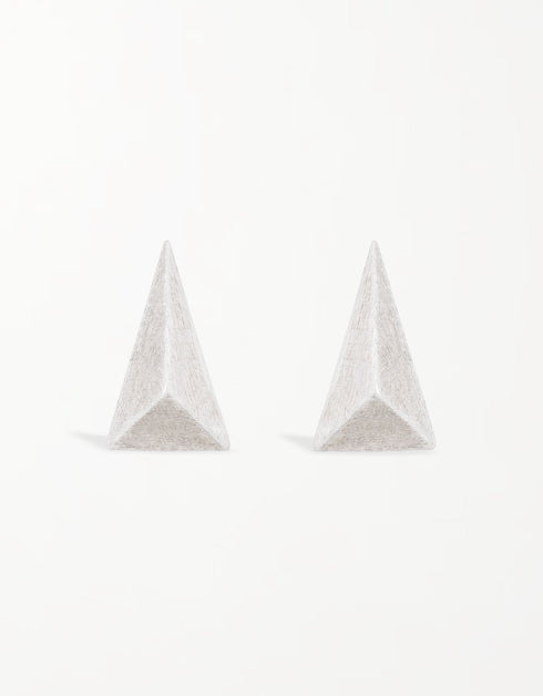 优雅三边划痕纯银耳钉