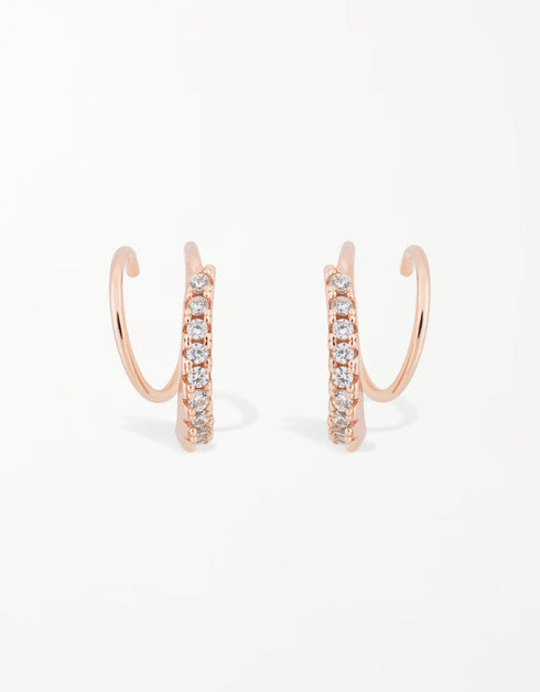 Lustrous Radiance Sterling Silver Hoops with Densely Set CZ