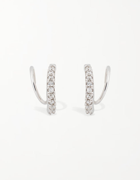 Lustrous Radiance Sterling Silver Hoops with Densely Set CZ