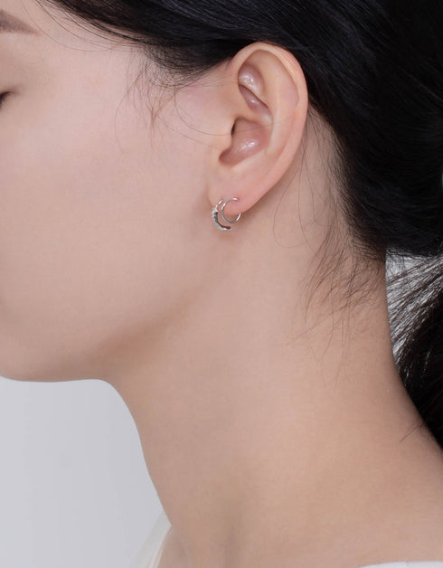 Lustrous Radiance Sterling Silver Hoops with Densely Set CZ