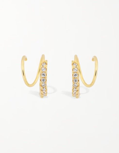 Lustrous Radiance Sterling Silver Hoops with Densely Set CZ