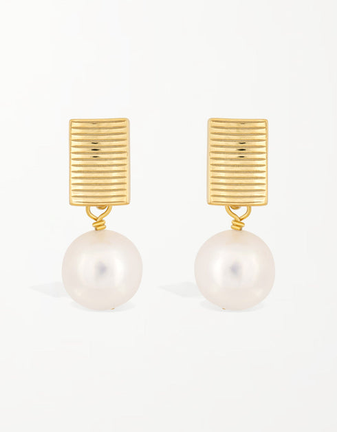 Radiant Glow 18K Gold Plated Silver Pearl Drop Earrings