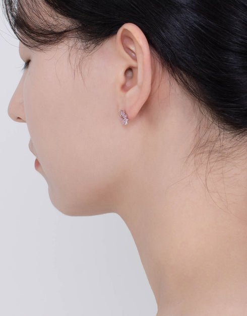 Elegant Fan-Shaped Stud Earrings with CZ & Sterling Silver