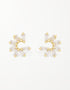 Elegant Fan-Shaped Stud Earrings with CZ & Sterling Silver