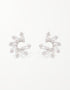 Elegant Fan-Shaped Stud Earrings with CZ & Sterling Silver