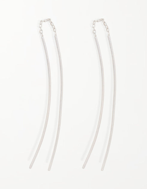 Zarif Öz: Çift Kavisli Çubuklu Som Gümüş Geçirici Küpeler