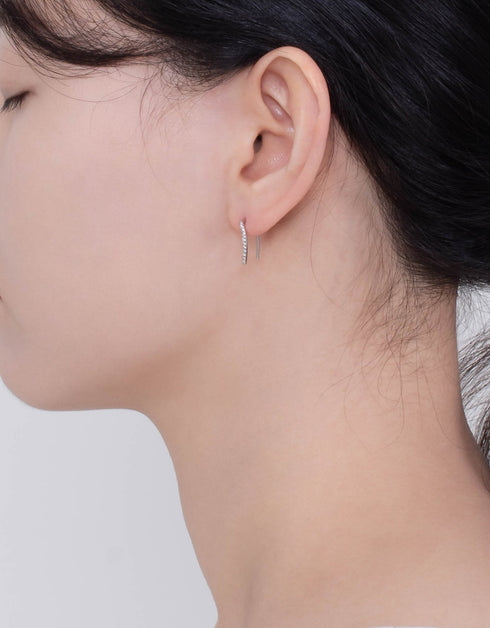 Işıltılı Zarafet: Kavisli Çubuklar Zirkon Kaplamalı Gümüş Kanca Küpe