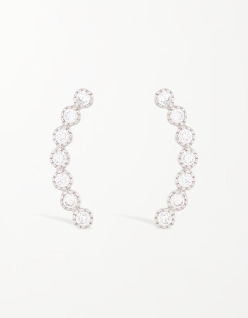 Zirkon Taşlı Gümüş Kavisli Çubuk Saplama Küpe