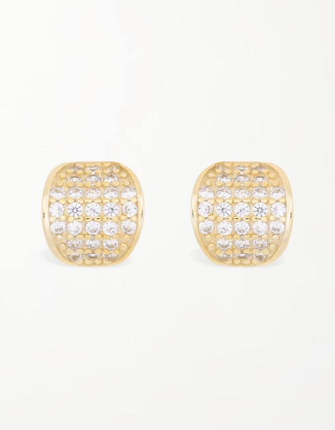 Radiant Curve Sterling Silver Studs with CZ and Gold Plating