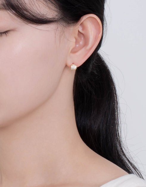 Radiant Curve Sterling Silver Studs with CZ and Gold Plating