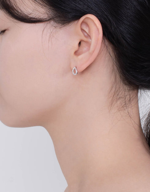 Sterling Silver Teardrop Studs with Cubic Zirconia Sparkle