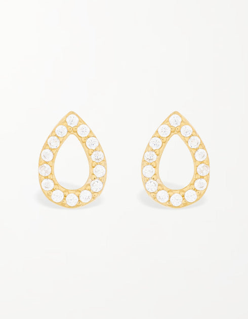 Sterling Silver Teardrop Studs with Cubic Zirconia Sparkle
