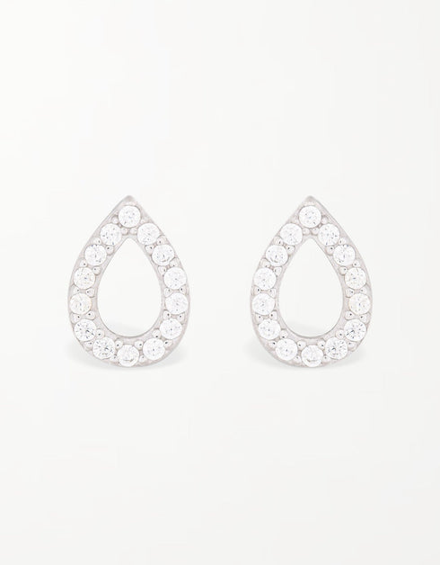 Sterling Silver Teardrop Studs with Cubic Zirconia Sparkle