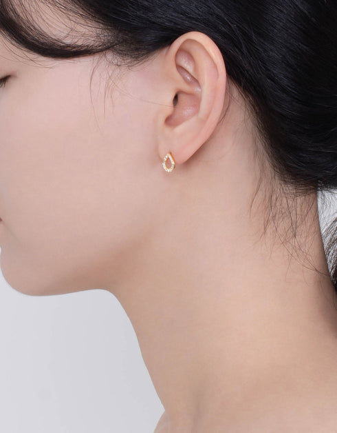 Sterling Silver Teardrop Studs with Cubic Zirconia Sparkle