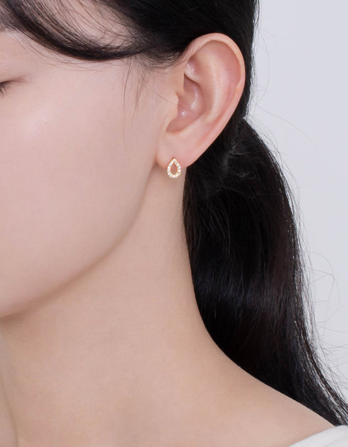 Sterling Silver Teardrop Studs with Cubic Zirconia Sparkle