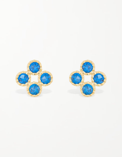 Ethereal Mavi Çiçeği Gümüş Saplama Küpe