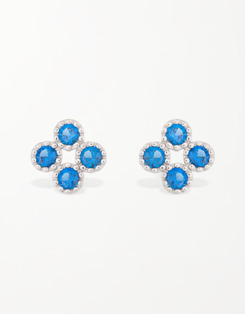 Ethereal Mavi Çiçeği Gümüş Saplama Küpe