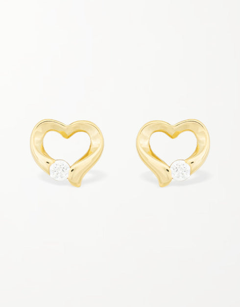 Parıldayan Kalp Atışı Zerafeti: 18 Ayar Altın Kaplama Som Gümüş Küpe