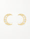 Sterling Silver Crescent Moon Studs with CZ & Gold Plating