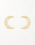 Sterling Silver Crescent Moon Studs with CZ & Gold Plating