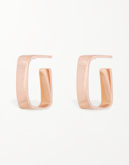 Radyant Dikdörtgen Gül Altın Sterling Halkalar