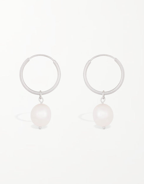Elegant Freshwater Pearl Hoop Earrings - Sterling Silver